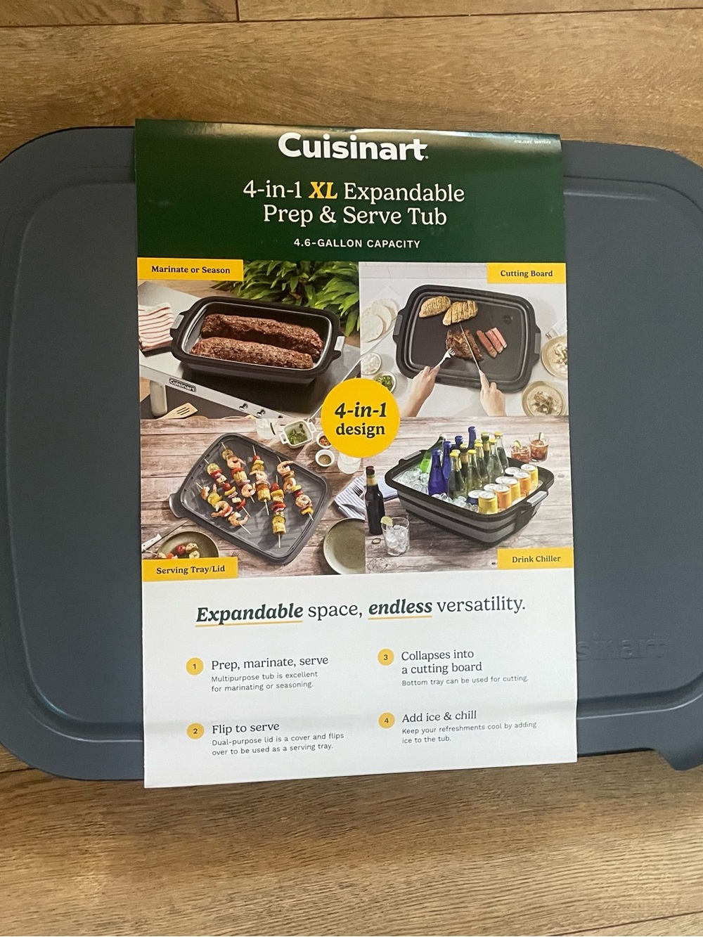 Cuisinart 4-in-1 XL 4.6 Gallon Expandable Prep and Serve Tub